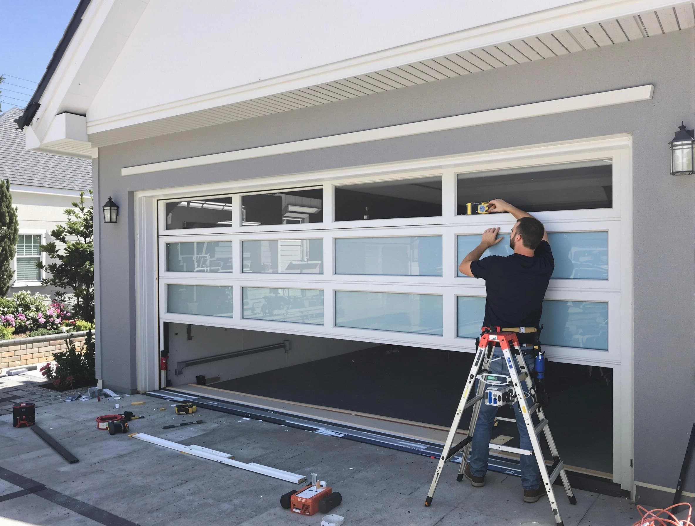 Edina Garage Door Repair team performing garage door replacement in Edina