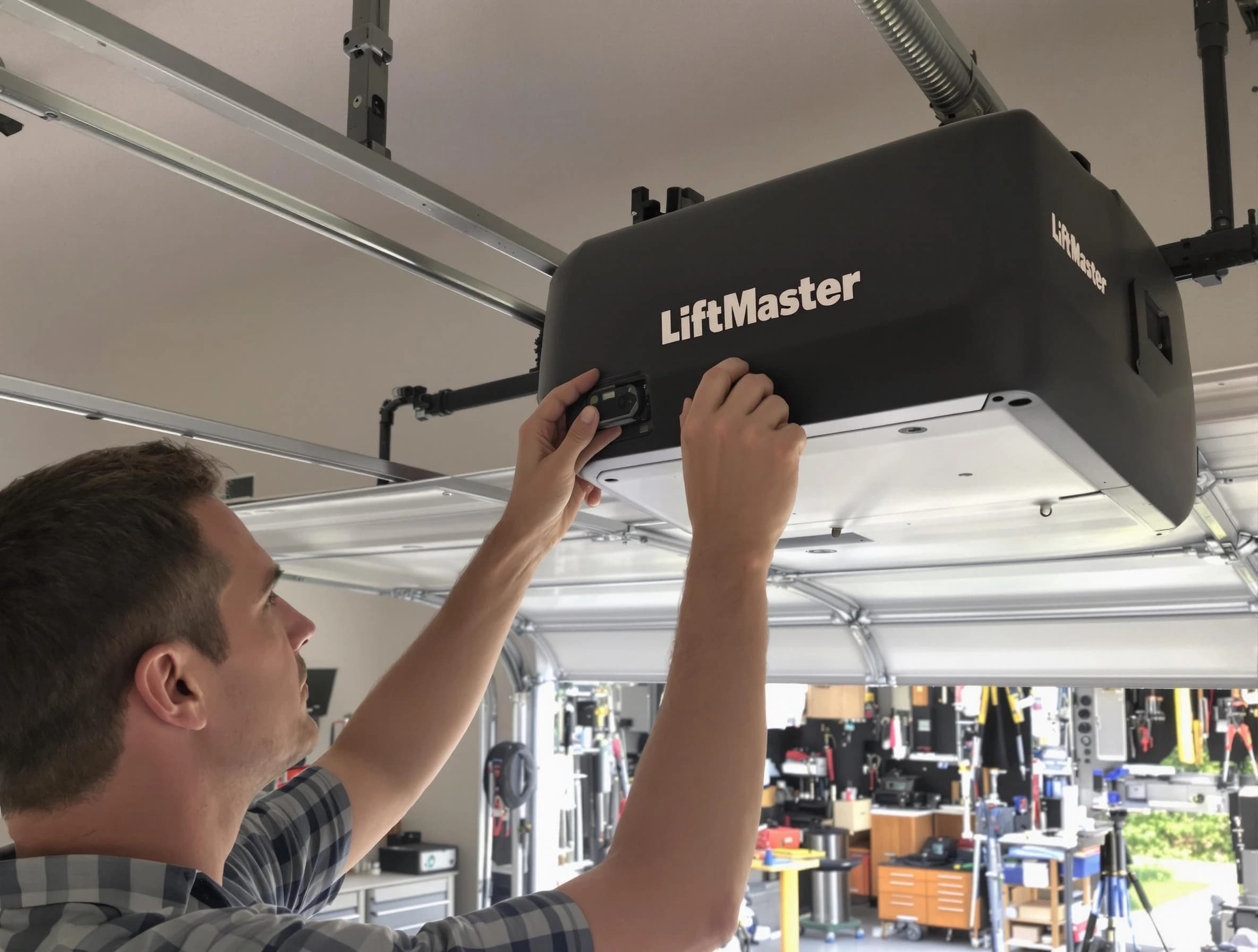 Edina Garage Door Repair technician repairing garage door opener in Edina