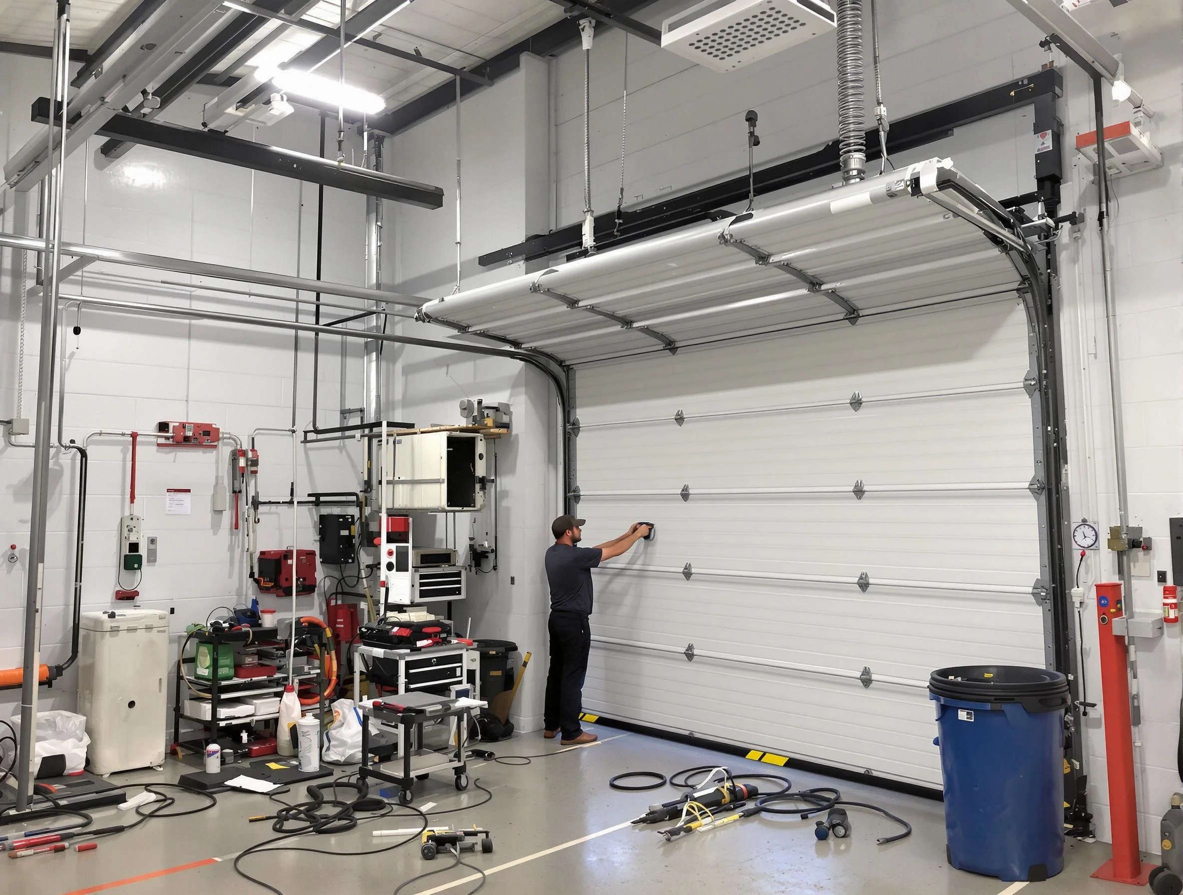 Edina Garage Door Repair certified technician performing commercial door repair at a Edina business facility
