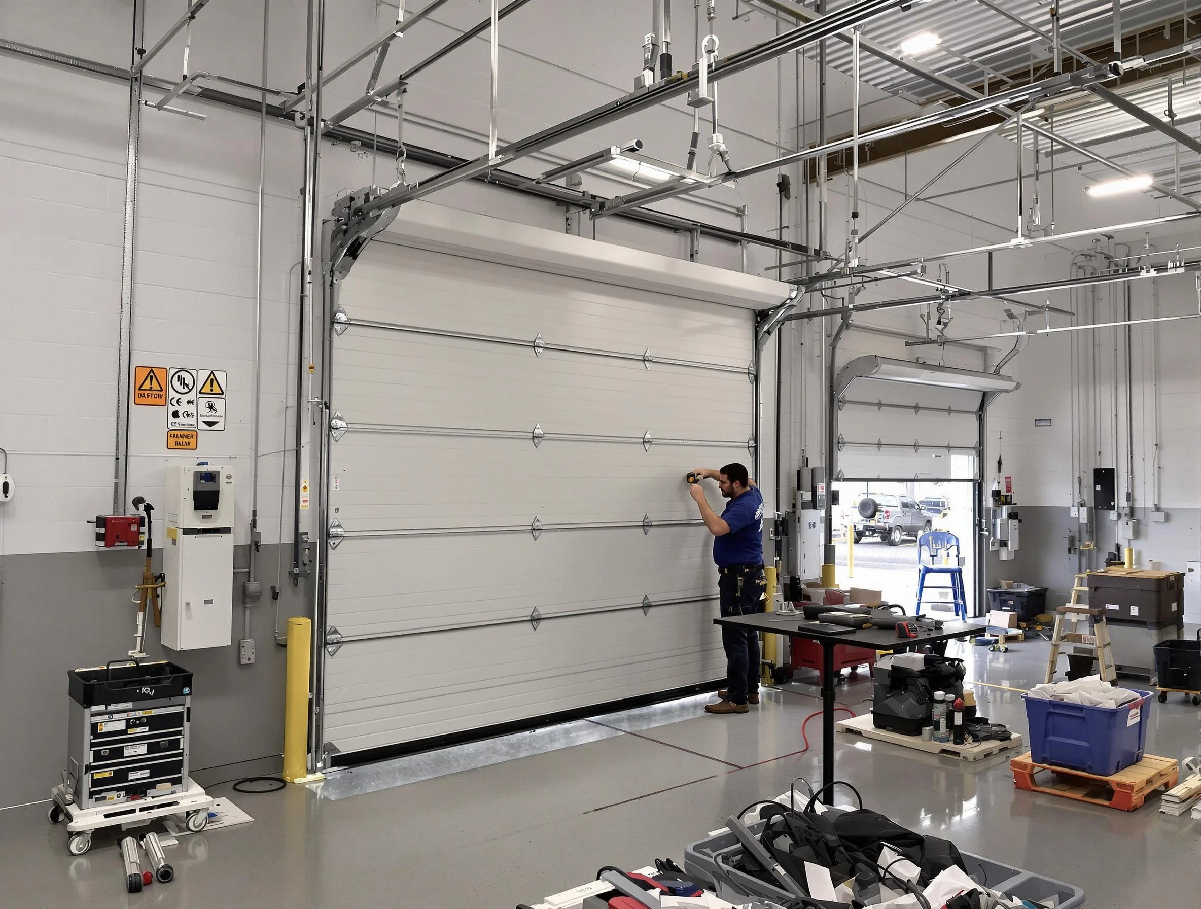 Commercial garage door repair being performed by Edina Garage Door Repair expert in Edina