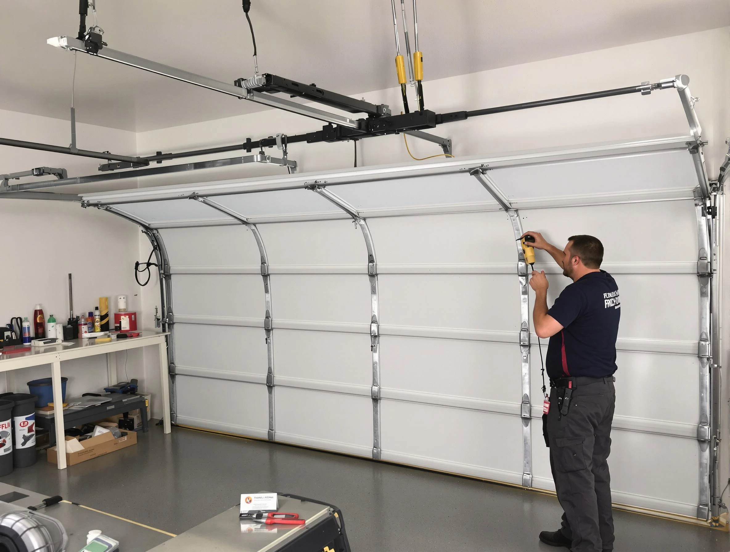 Edina Garage Door Repair certified technician performing overhead door system repair in Edina