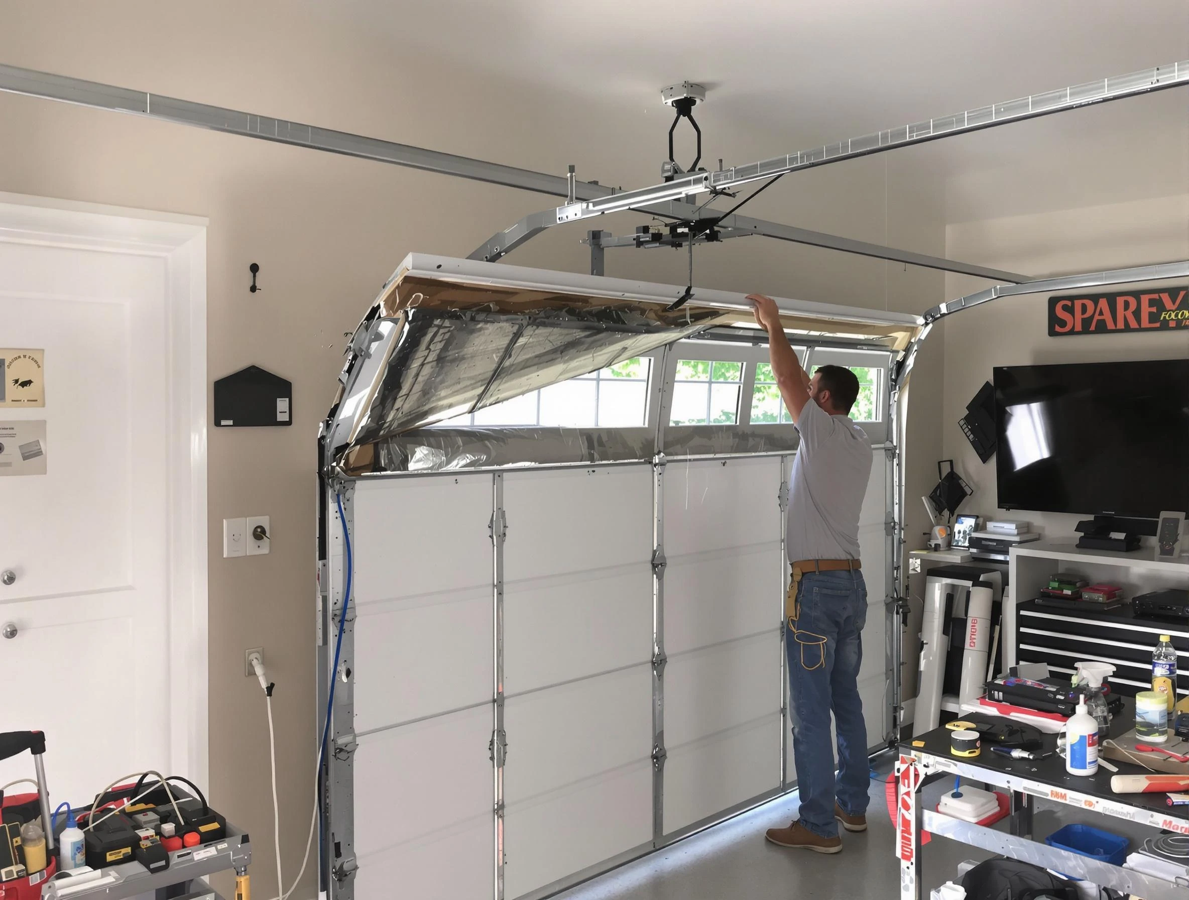 Garage door section replacement by Edina Garage Door Repair in Edina